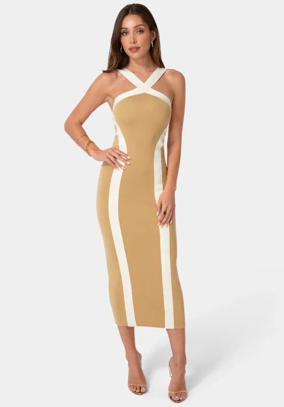 Sweater Contrast Halter Maxi Dress made by Jump