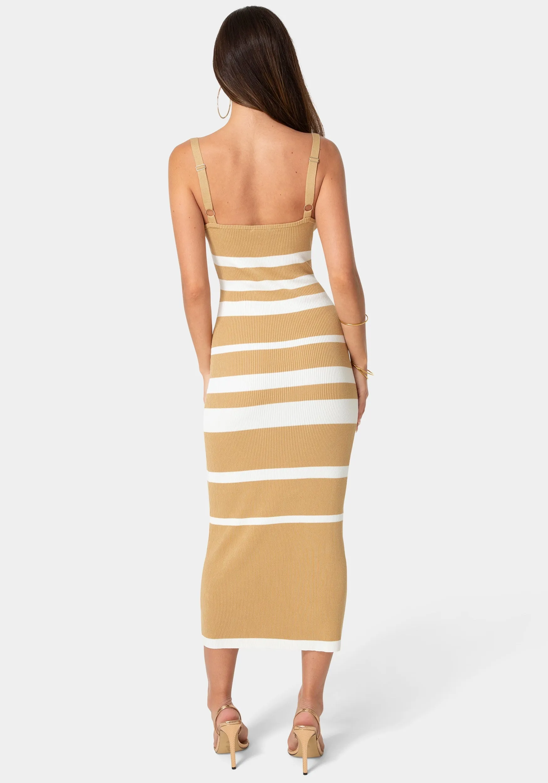 Rib Stripe Square Neck Midi Dress sold by Bebe product image thumbnail 3