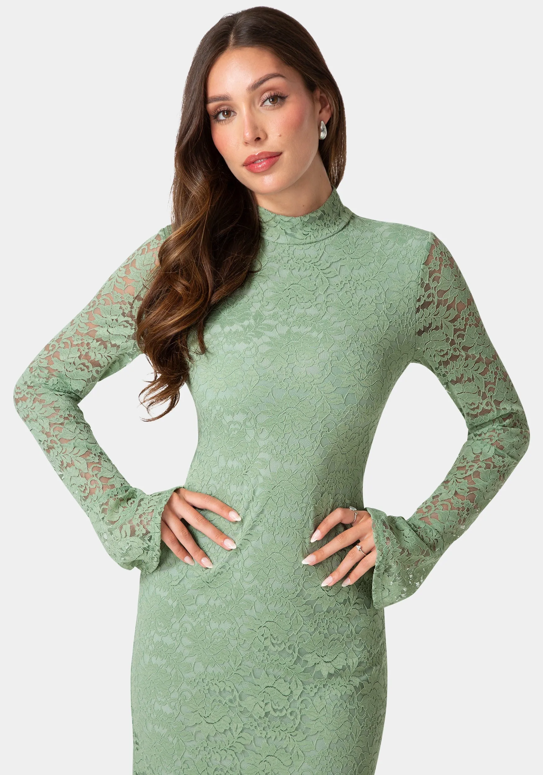 Lace Bell Sleeve Slim Dress sold by Bebe product image thumbnail 4