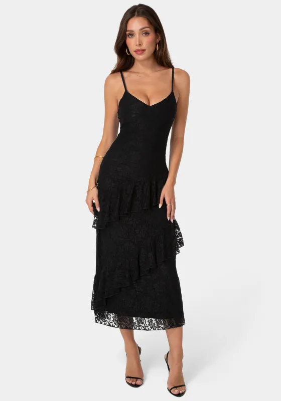 Lace Ruffle Maxi Dress made by Jump
