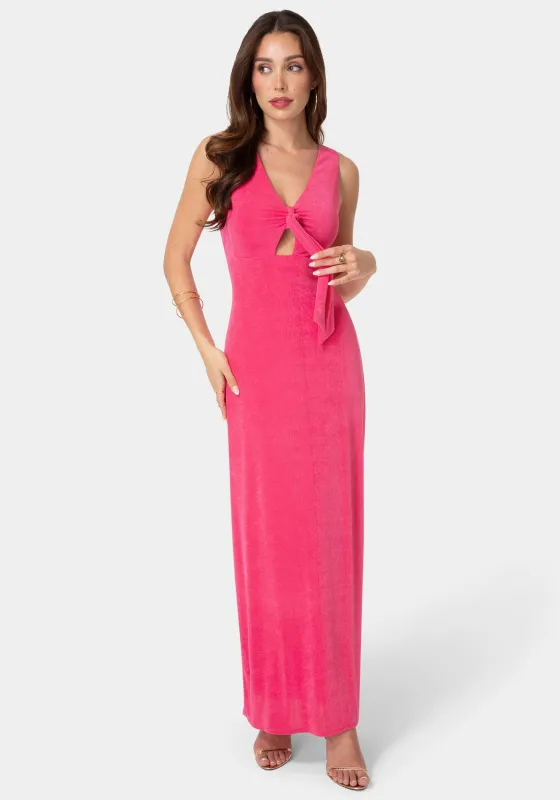 V-Neck Cutout Tie Maxi Dress made by Jump