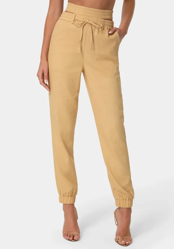 High Waisted Cutout Linen Jogger made by TC