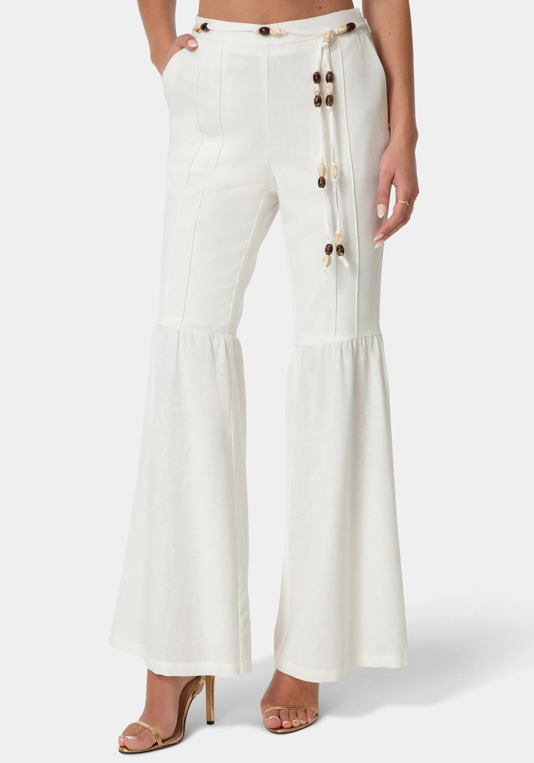 Bell Bottom Linen Pants sold by Bebe
