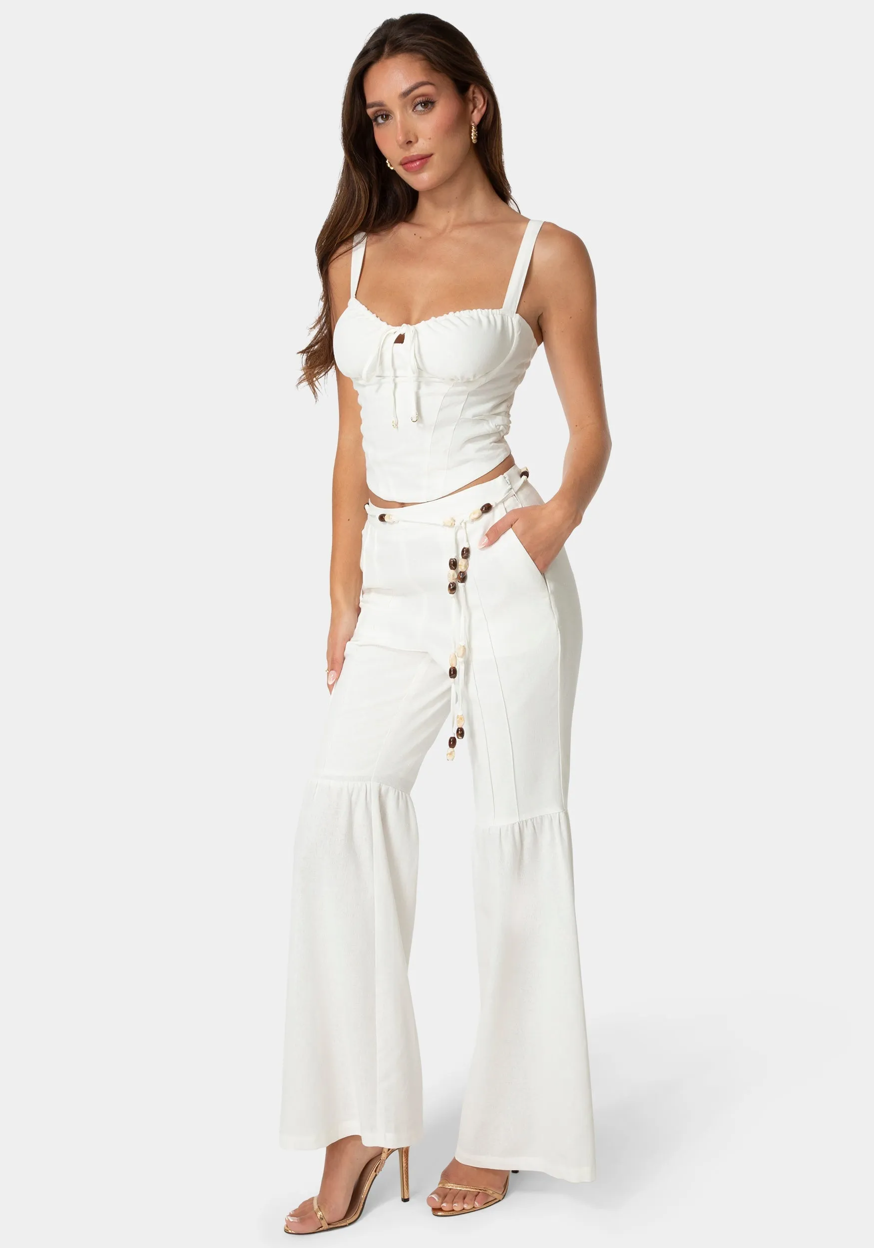 Bell Bottom Linen Pants sold by Bebe product image thumbnail 2