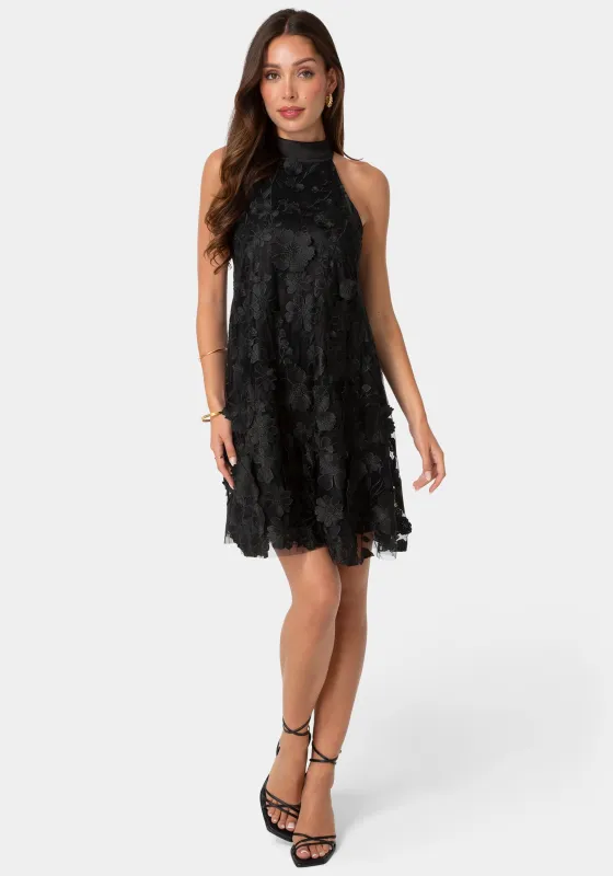 Floral Embroidered Halter Swing Dress made by Jump