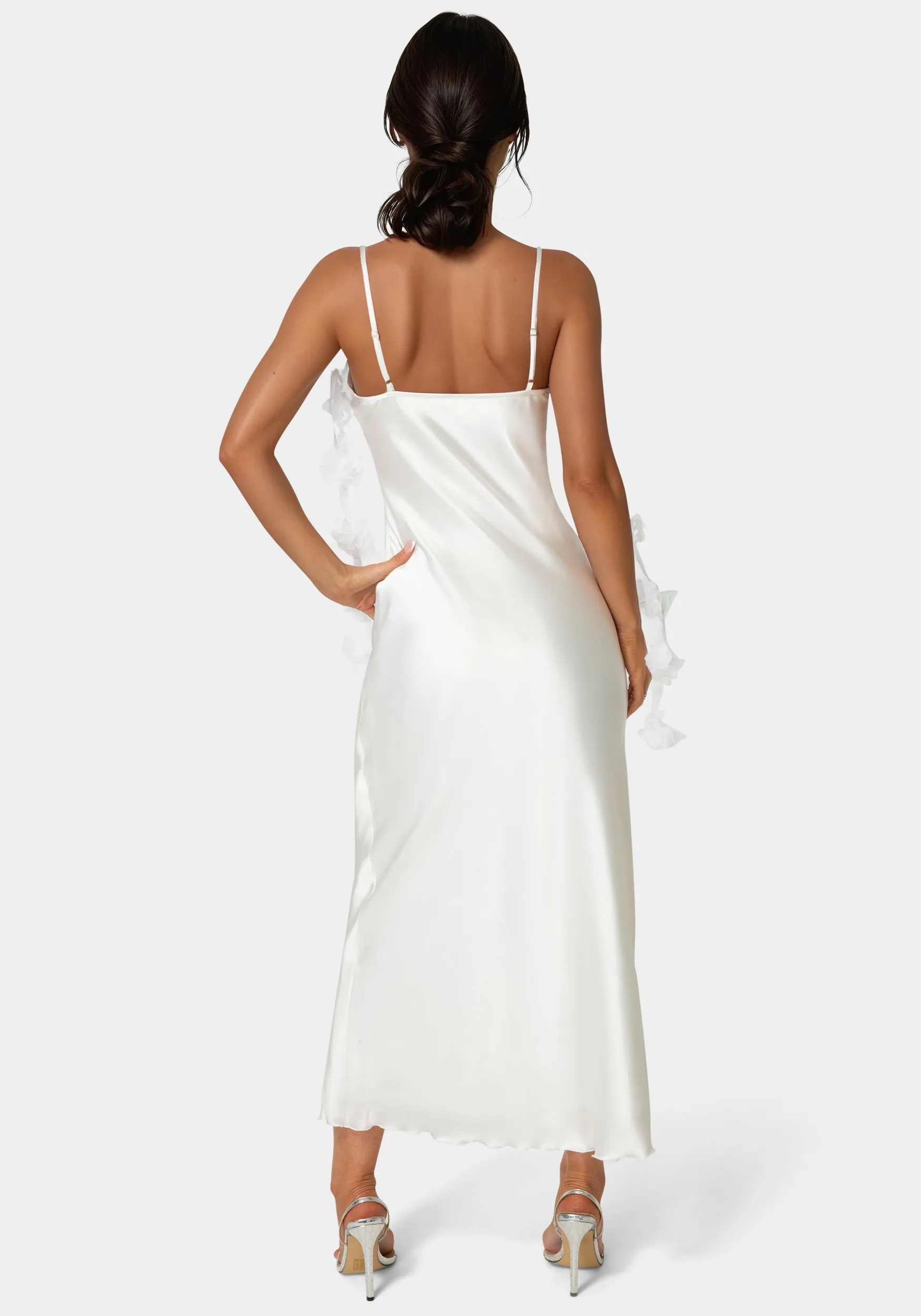 Cascading Floral Satin Maxi Dress sold by Bebe product image thumbnail 3