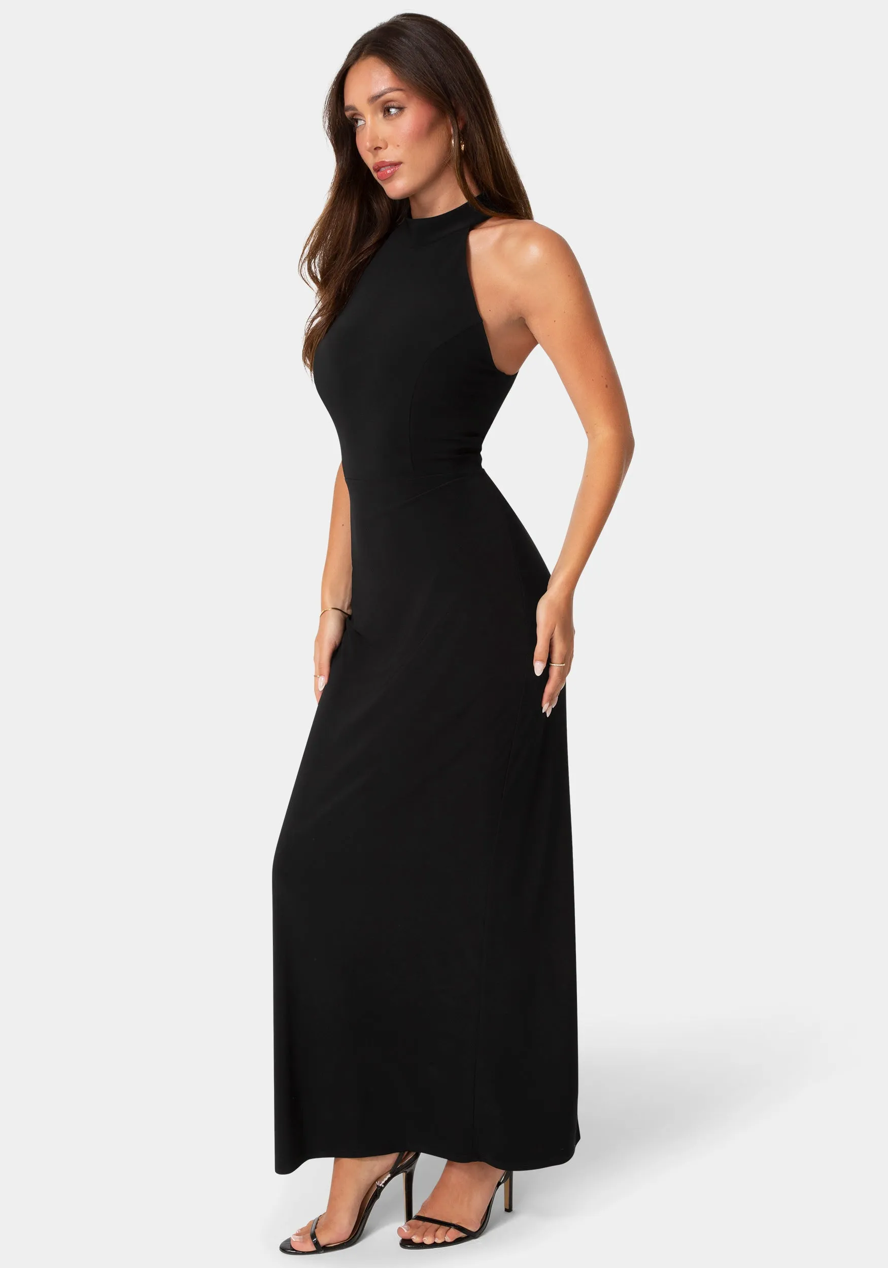 Jersey Halter Maxi Dress with Lace Inset sold by Bebe product image thumbnail 2