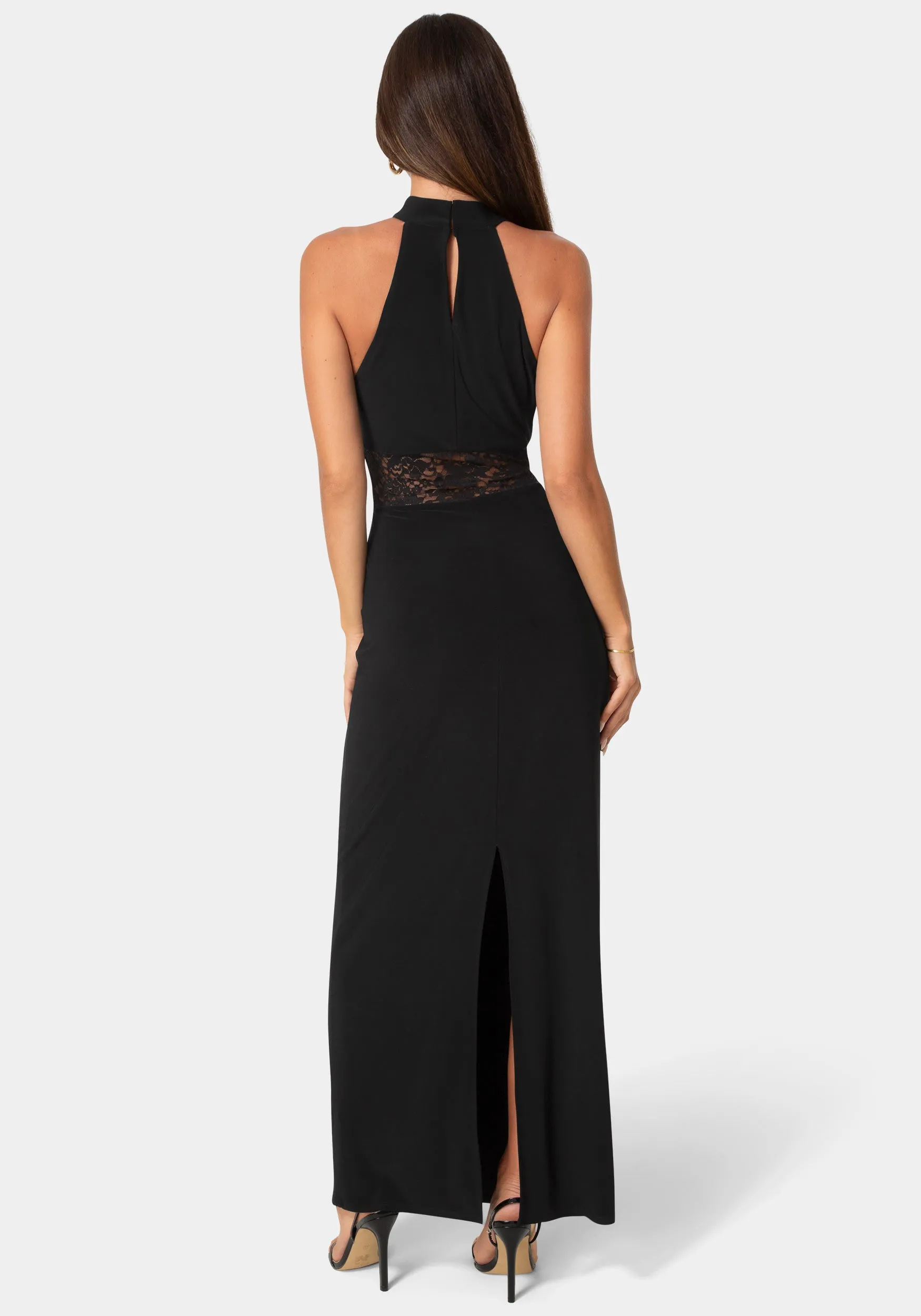 Jersey Halter Maxi Dress with Lace Inset sold by Bebe product image thumbnail 3
