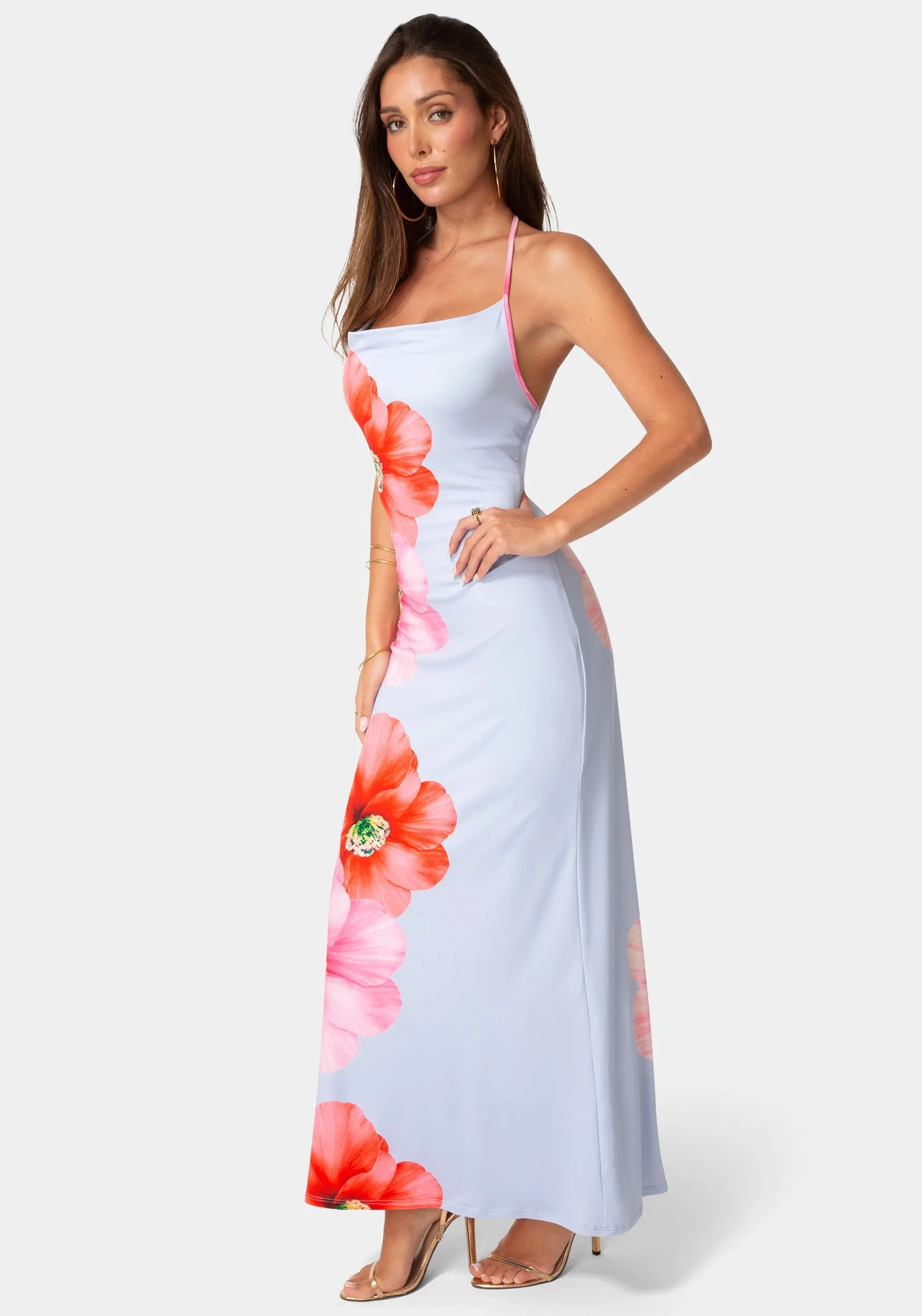 Printed Cowl Halter Maxi Dress sold by Bebe product image thumbnail 2