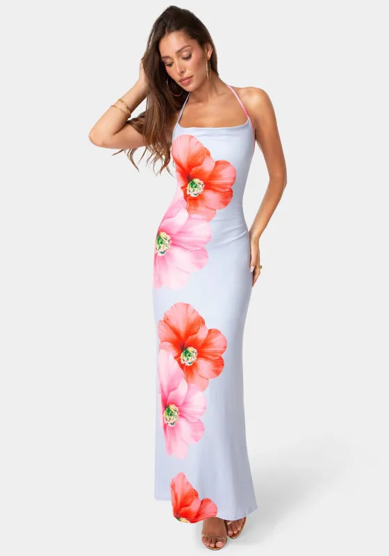 Printed Cowl Halter Maxi Dress made by Jump