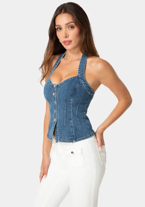 Halter Denim Top made by TC