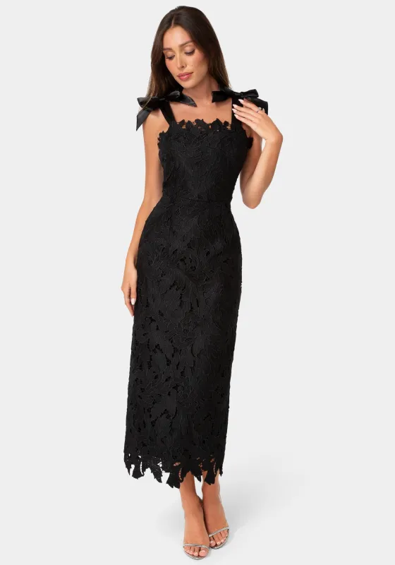 Bow Strap Lace Midaxi Dress made by Jump