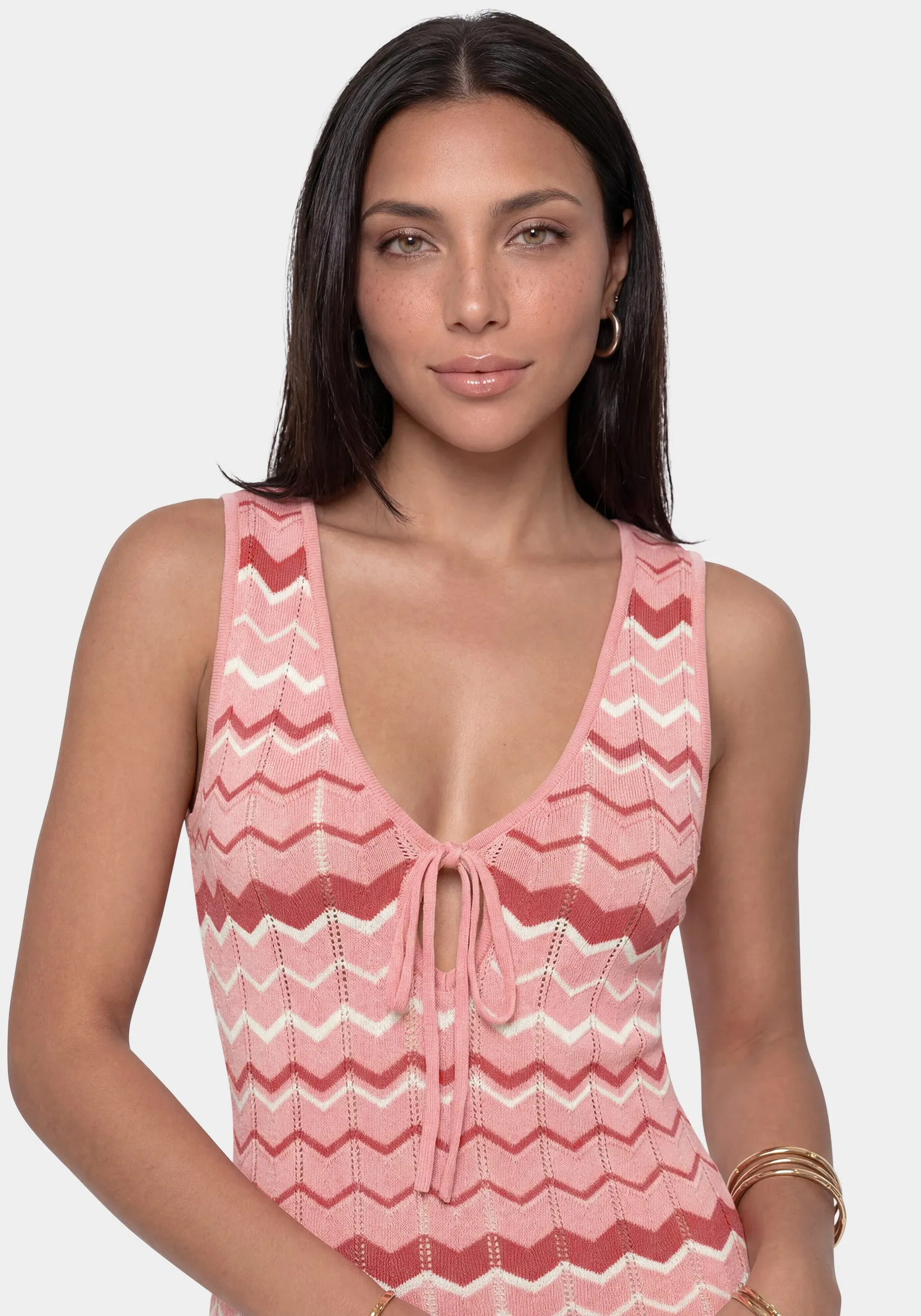 Stripe Crochet V-Neck Maxi Dress sold by Bebe product image thumbnail 3
