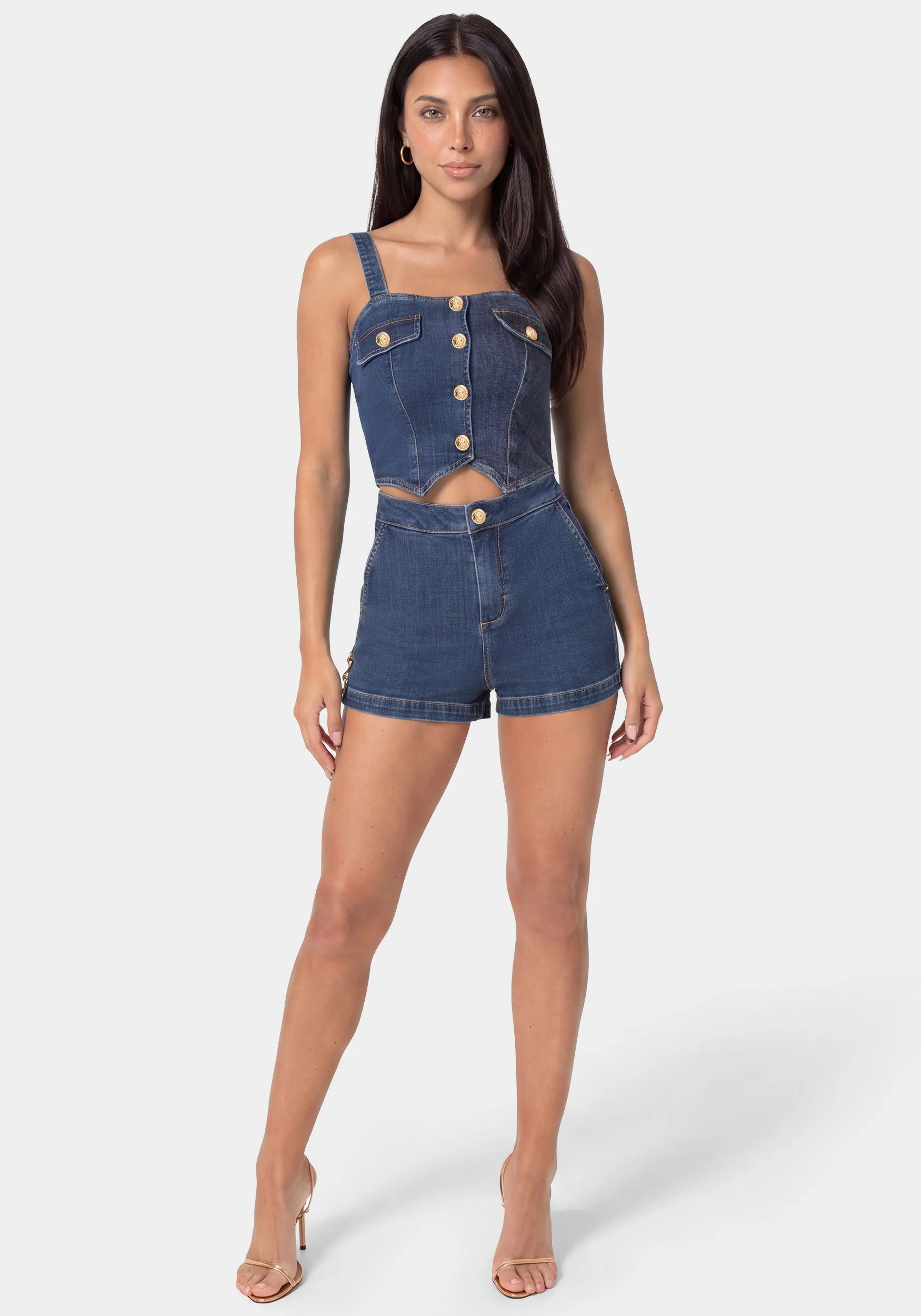 Fooler Denim Romper sold by Bebe product image thumbnail 4