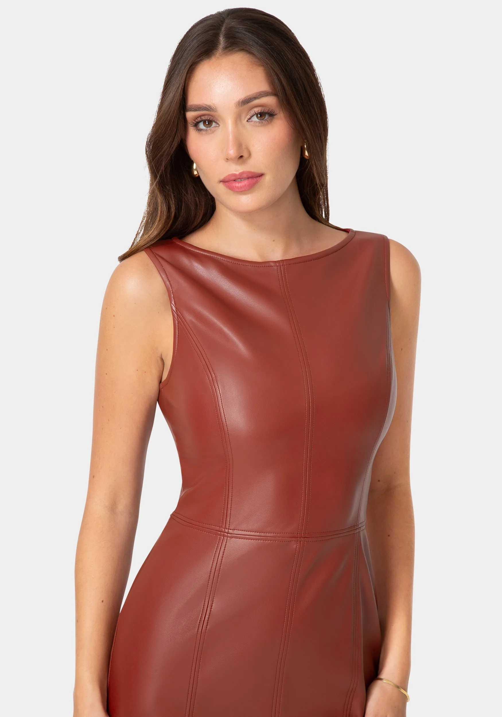 Faux Leather Midi Pencil Dress sold by Bebe product image thumbnail 4