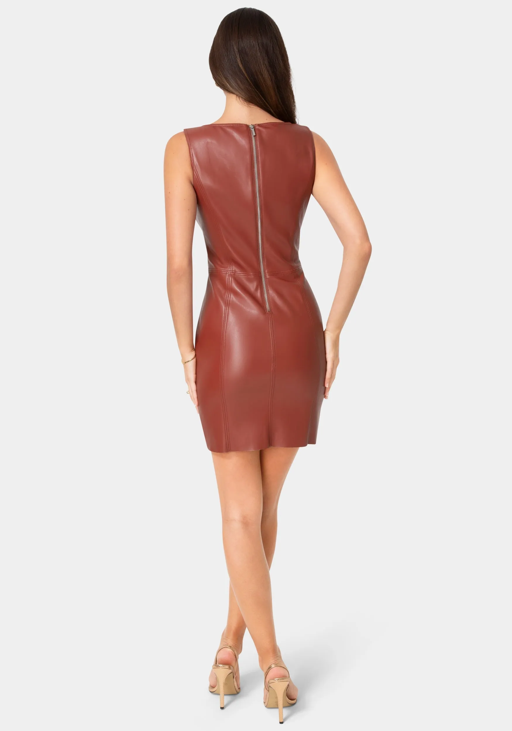 Faux Leather Midi Pencil Dress sold by Bebe product image thumbnail 3