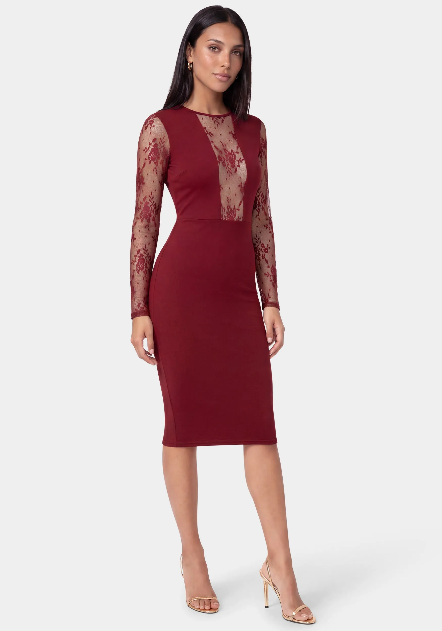Lace Inset Midi Dress sold by Bebe