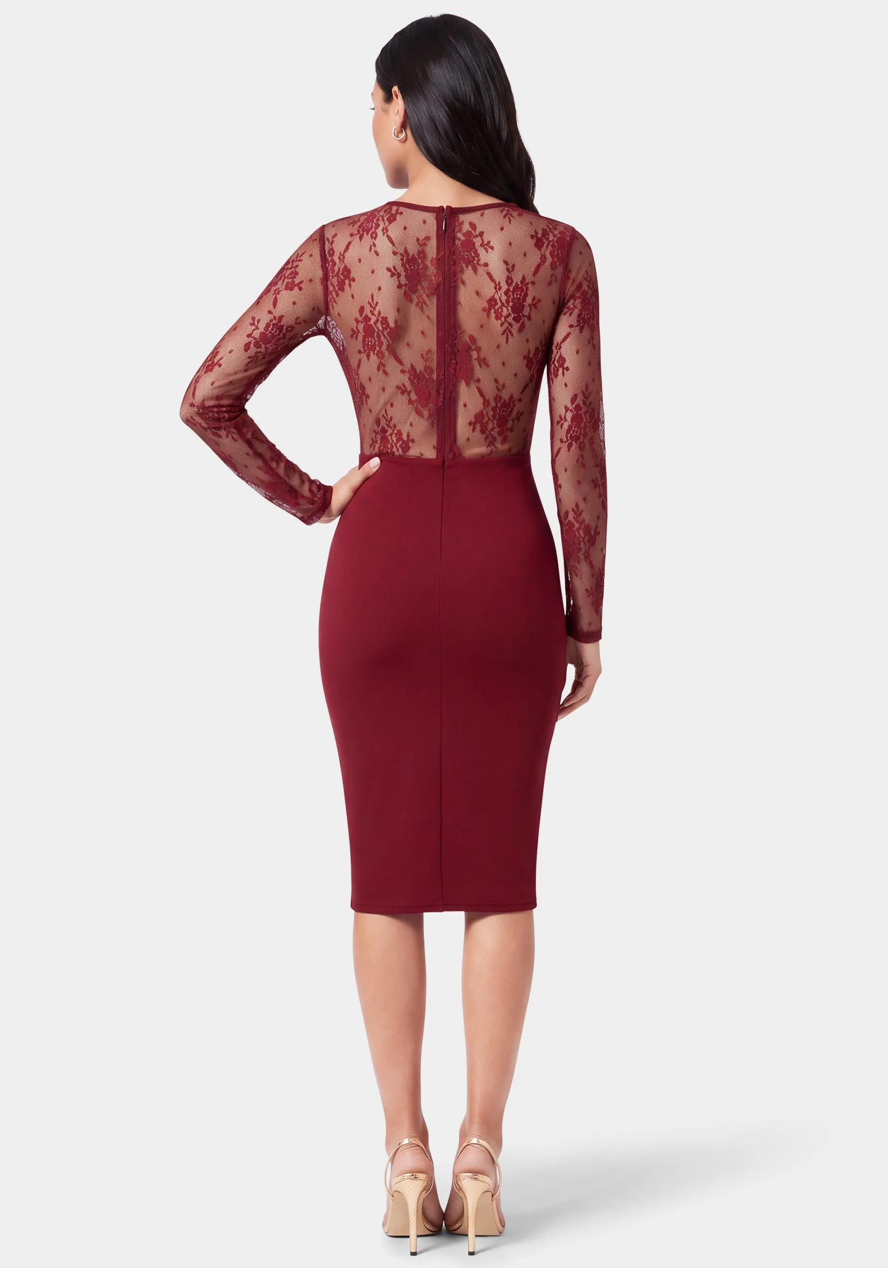 Lace Inset Midi Dress sold by Bebe product image thumbnail 3