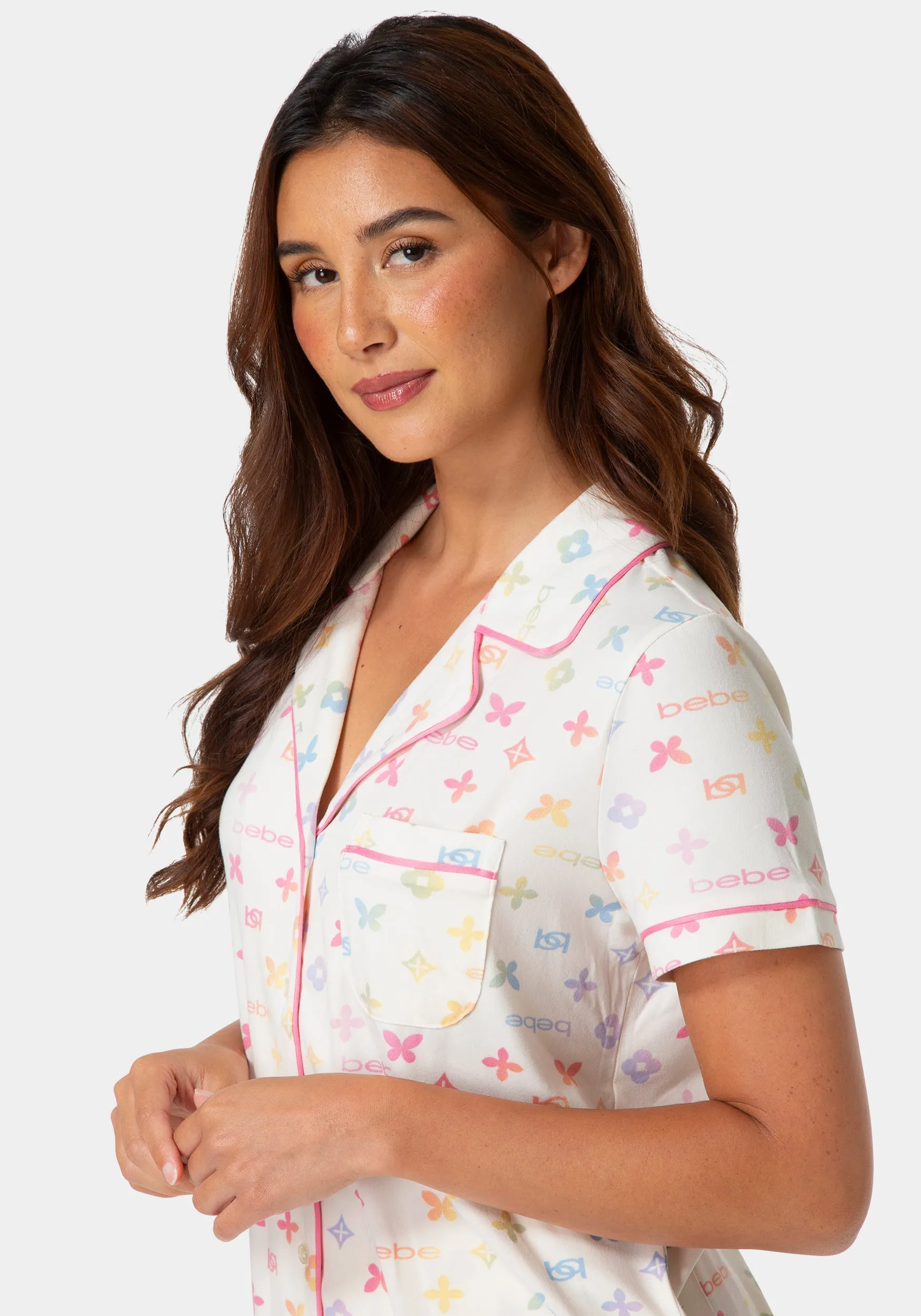 2-Piece Notch Collar Pajama Set - Ivory sold by Bebe product image thumbnail 4