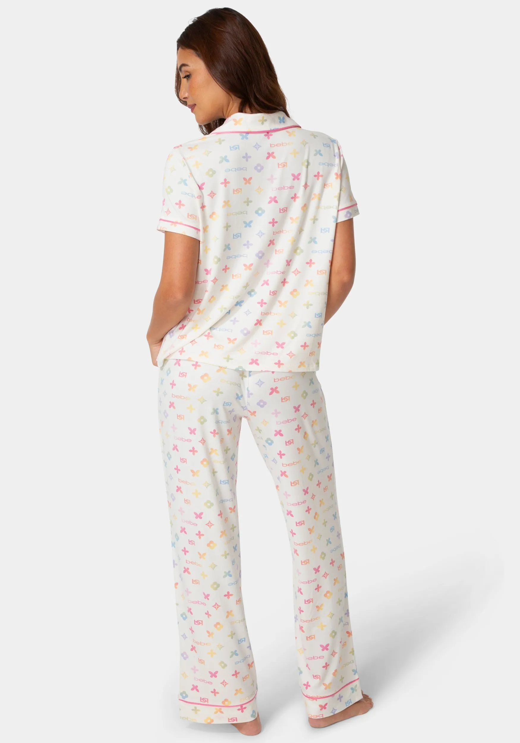 2-Piece Notch Collar Pajama Set - Ivory sold by Bebe product image thumbnail 3