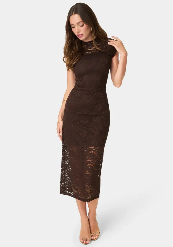 Lace Cap Sleeve Midi Dress made by Jump