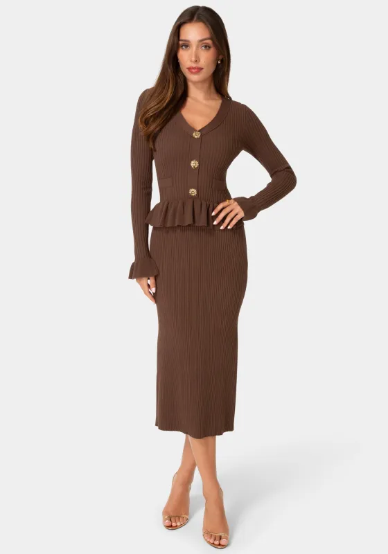 Sweater Peplum Long Sleeve Midi Dress made by Jump