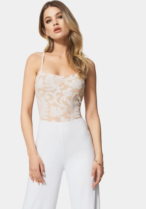 Sparkle Mesh Jumpsuit sold by Bebe