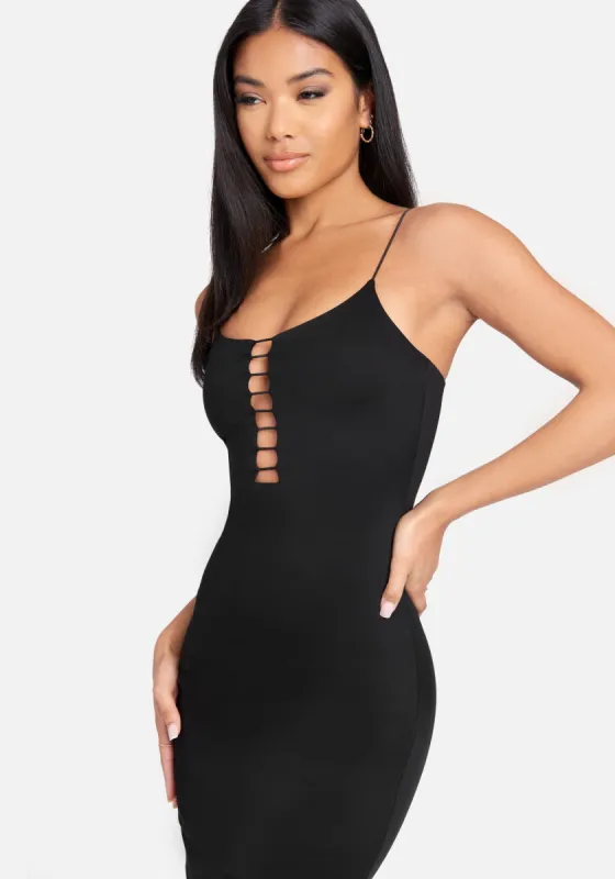 Caged Slinky Knit Dress made by Bebe
