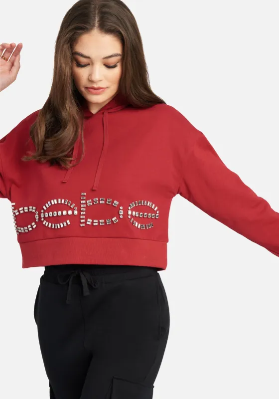 Bebe Stone Logo French Terry Hooded Top sold by Bebe