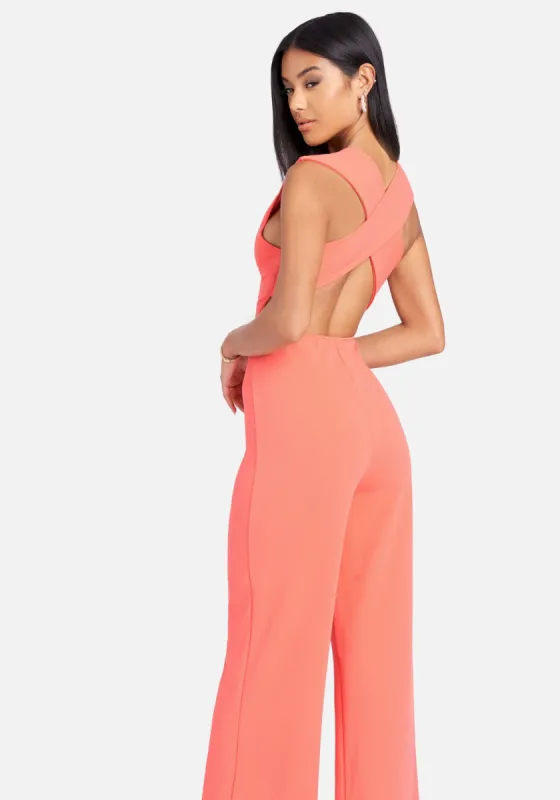Cross Back Wide Leg Jumpsuit sold by Bebe