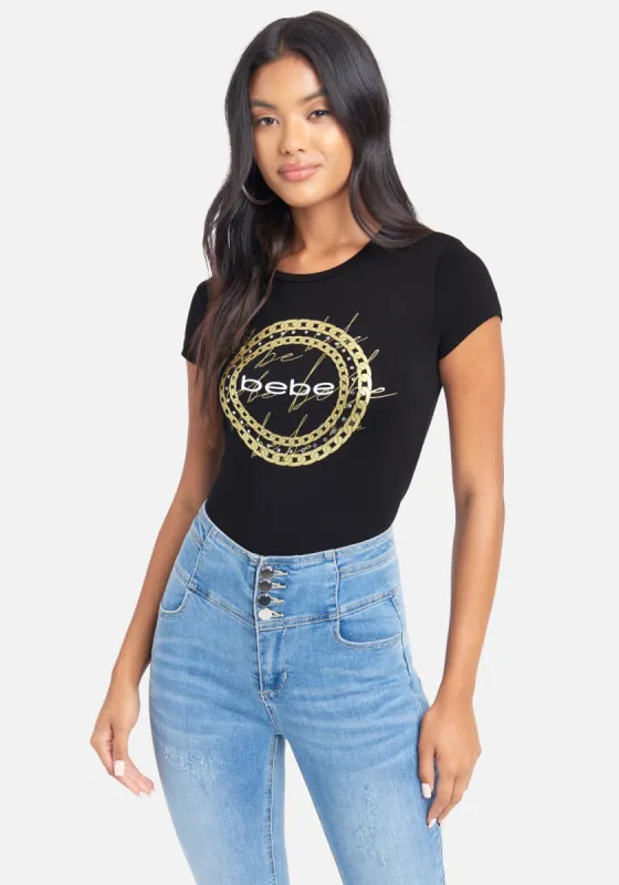 Bebe Logo Chain Foil Print Tee sold by Bebe