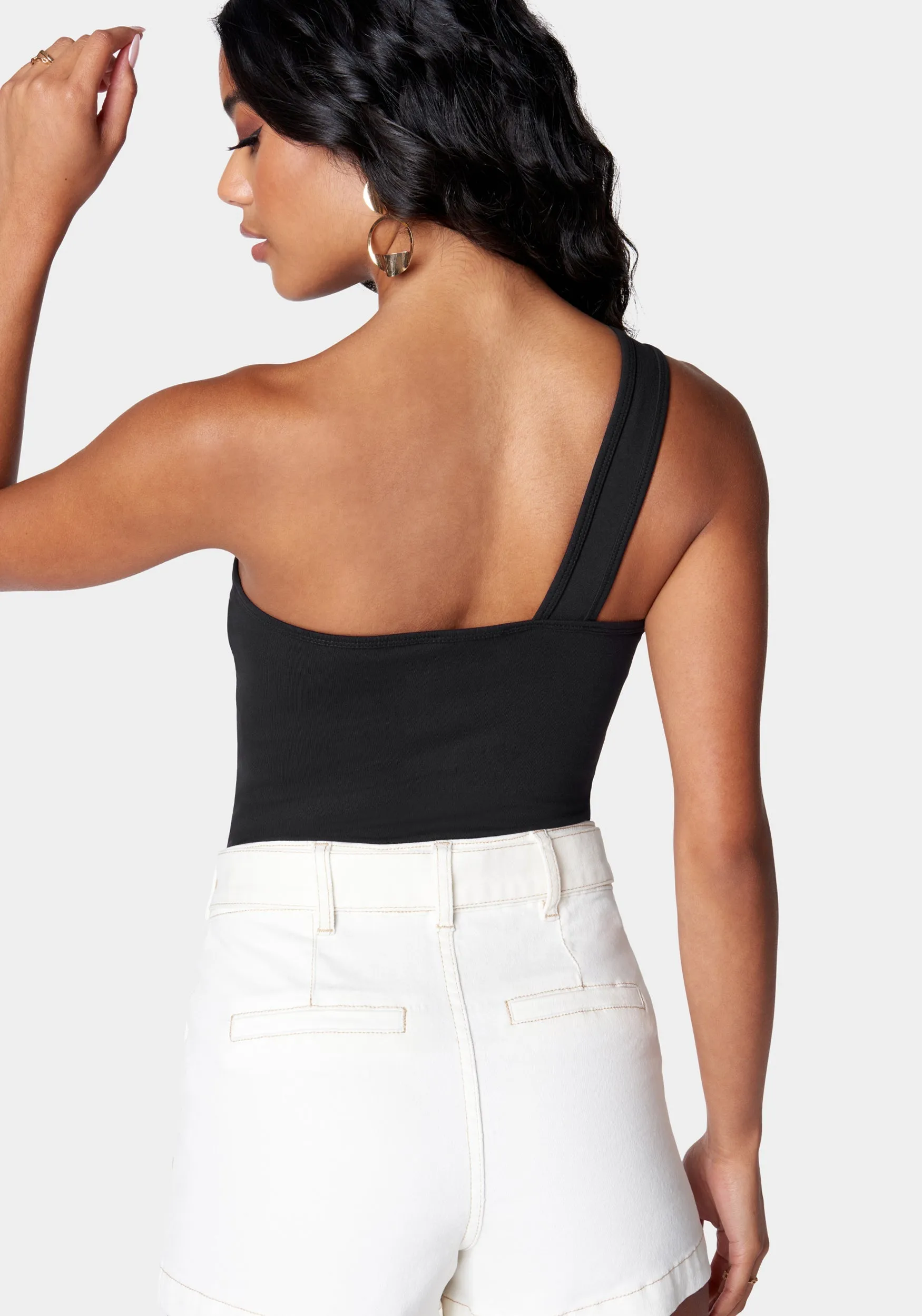 Cutout Asymmetric One Shoulder Bodysuit sold by Bebe product image thumbnail 3