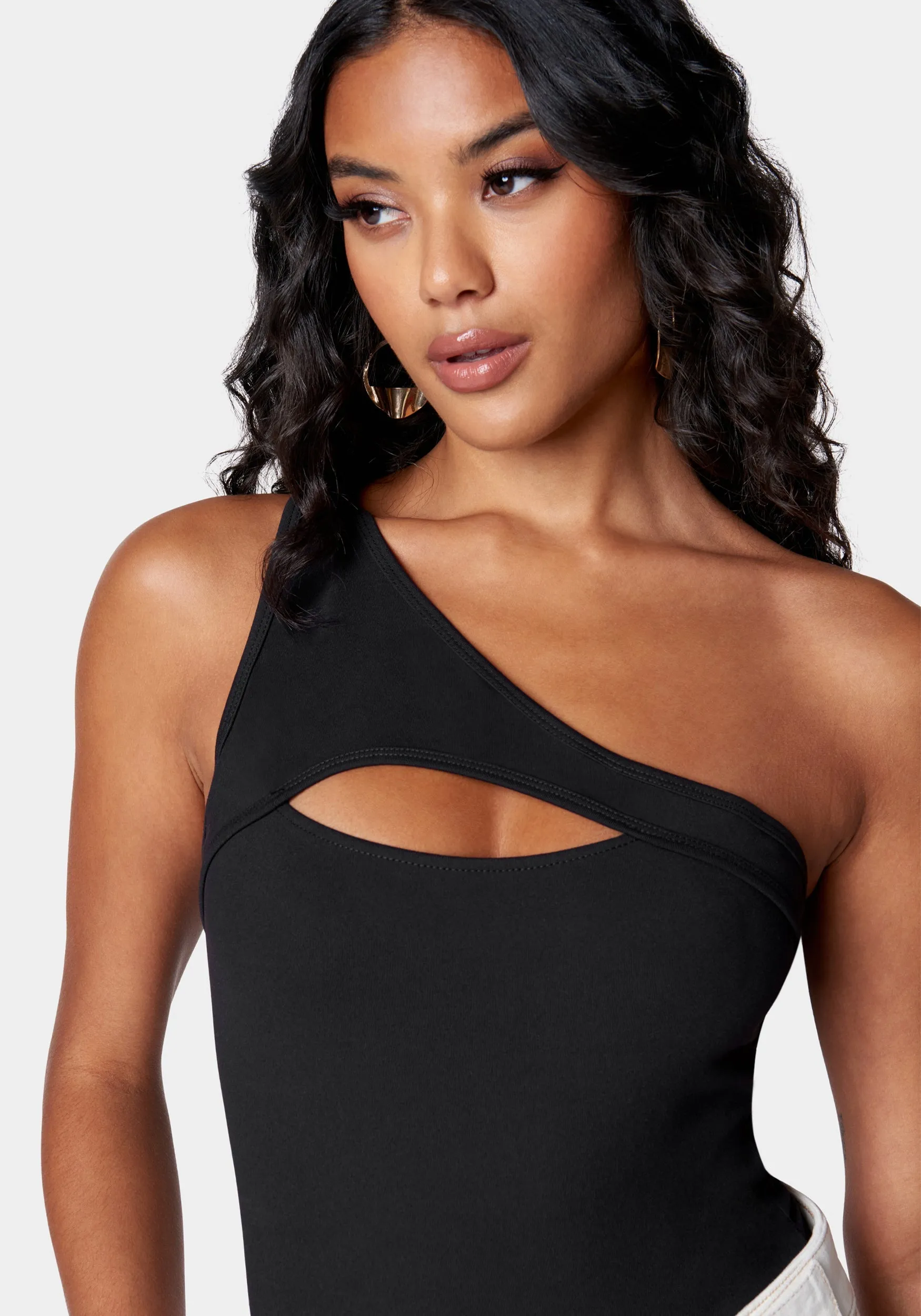 Cutout Asymmetric One Shoulder Bodysuit sold by Bebe product image thumbnail 4
