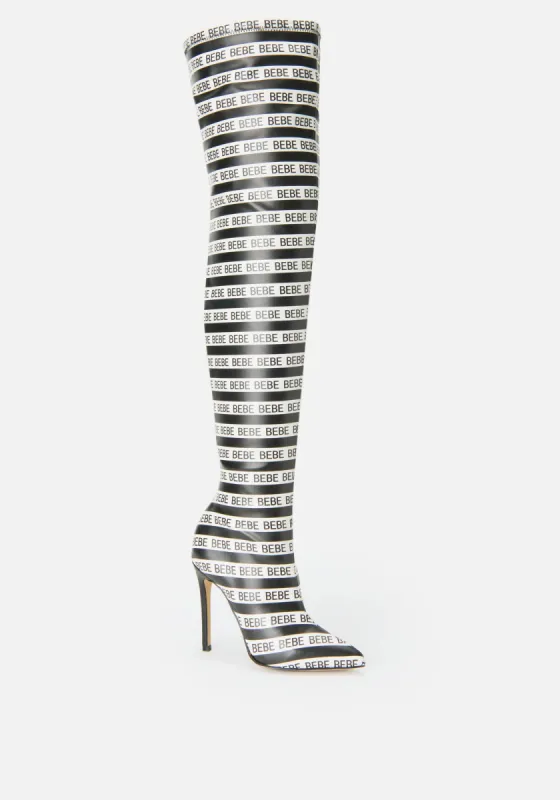 Distinct Logo Stripe Boots sold by Bebe