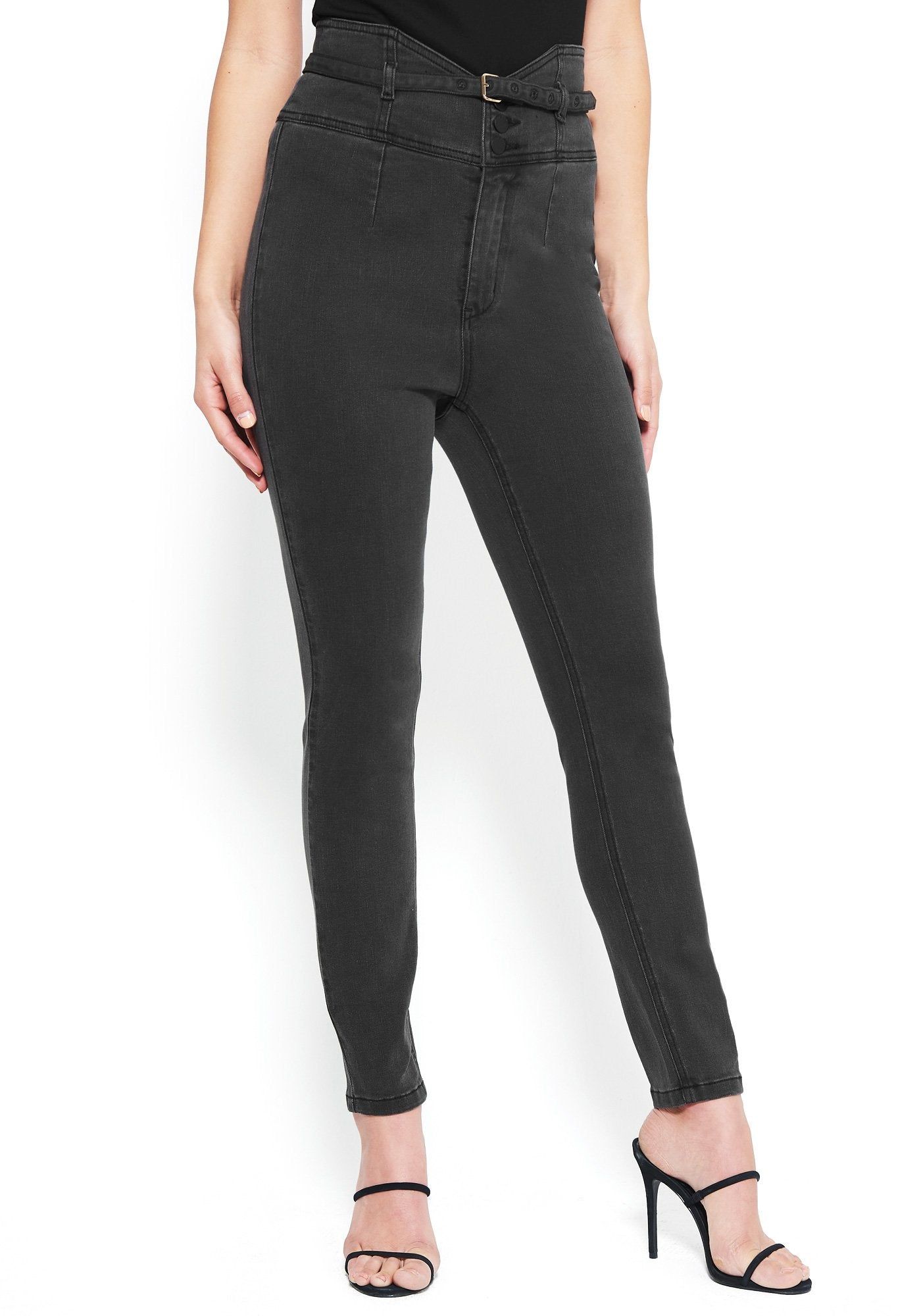 Corset Waist Skinny Jeans sold by Bebe
