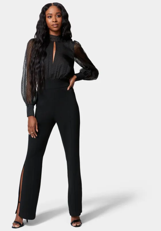 Puff Sleeve Flared Leg Jumpsuit sold by Bebe