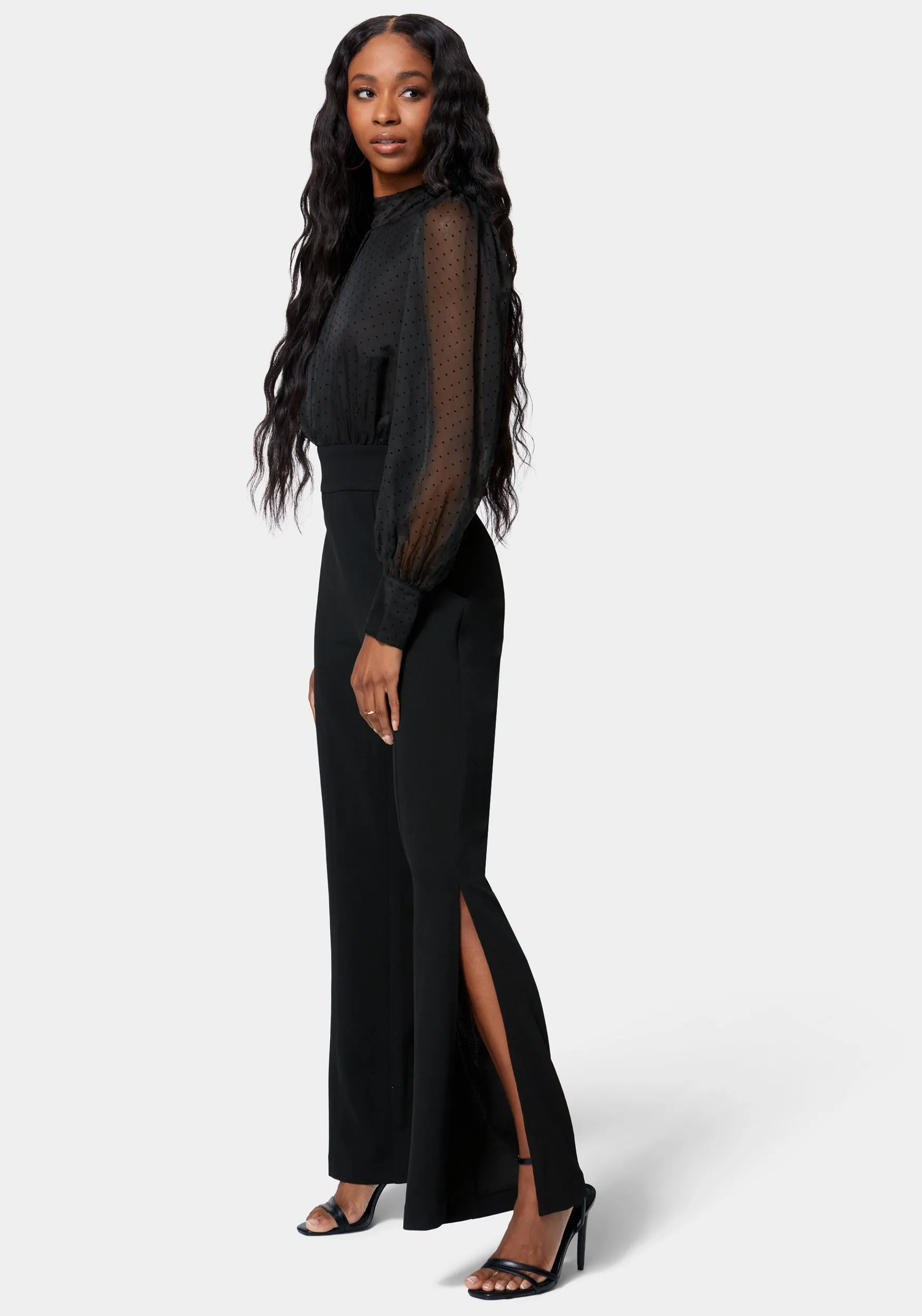 Puff Sleeve Flared Leg Jumpsuit sold by Bebe product image thumbnail 2