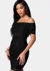 Off Shoulder Mesh Ruched Dress sold by Bebe