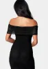 Off Shoulder Mesh Ruched Dress sold by Bebe