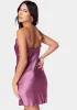 Satin Cowl Neck Slip Mini Dress sold by Bebe