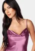 Satin Cowl Neck Slip Mini Dress sold by Bebe