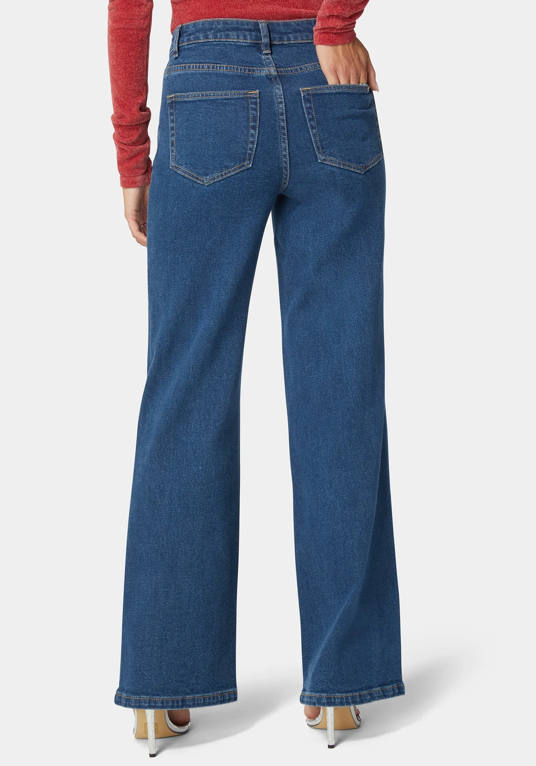 High Waist Eyelet Lace Up Wide Leg Jean sold by Bebe product image thumbnail 3