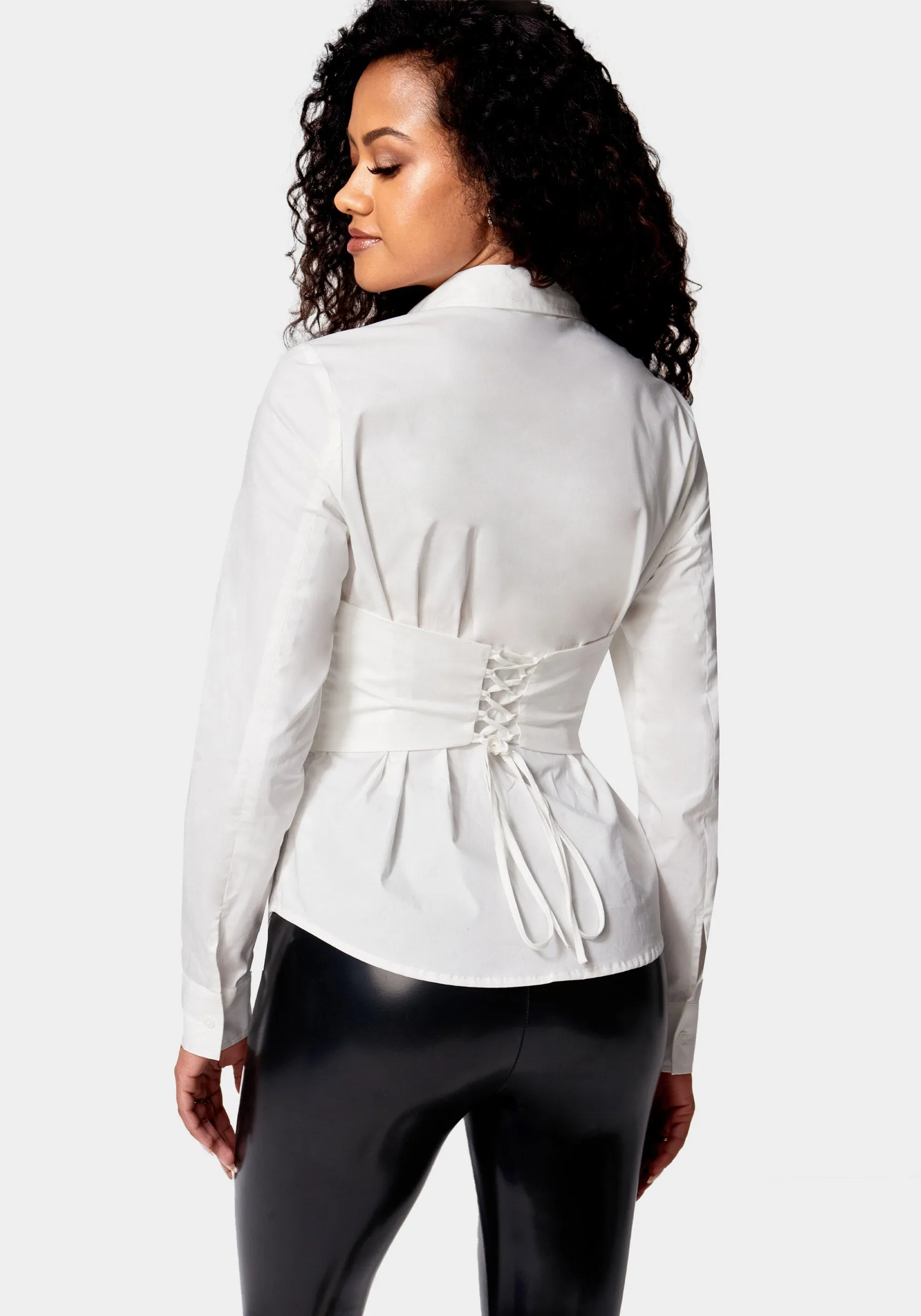 Poplin Bustier Illusion Blouse sold by Bebe product image thumbnail 3
