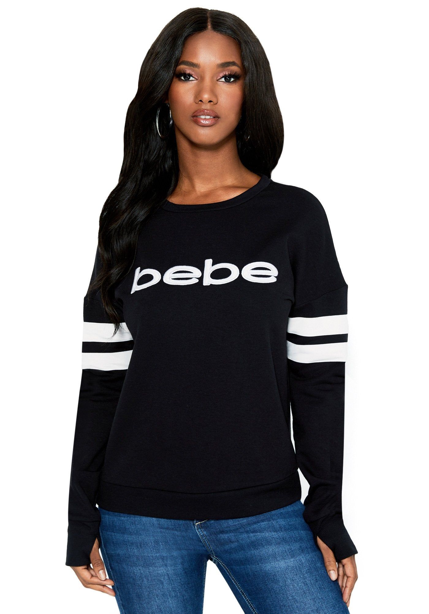 Sherpa Logo Black Sweatshirt sold by Bebe