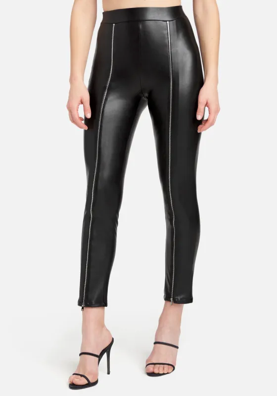 Vegan Leather Zipper Front Pants sold by Bebe