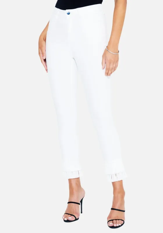 Fringe Detail Skinny Jeans sold by Bebe
