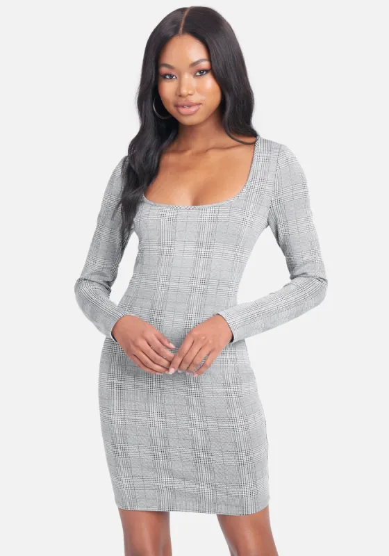 Square Neck Jacquard Mini Dress sold by Bebe