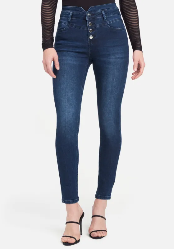 High Waistedbutton Front Jeans sold by Bebe