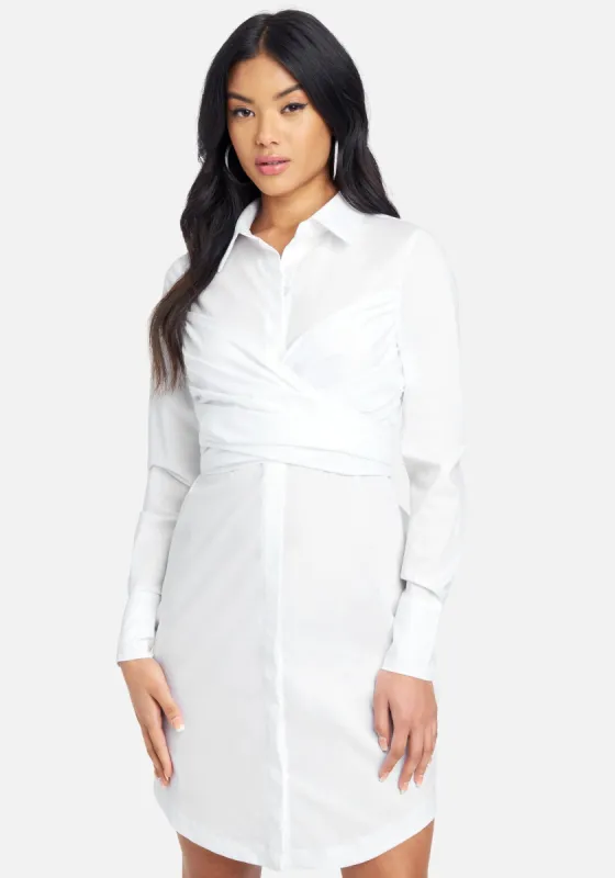 Stretch Poplin Shirt Dress sold by Bebe