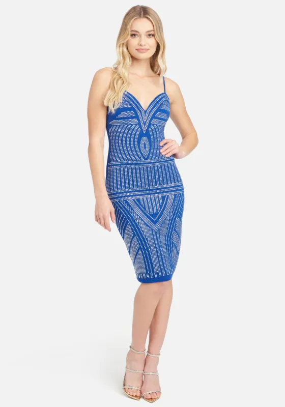 Crystal Embellished Midi dress sold by Bebe